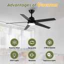 Ceiling Fans with Lights, 52 Inch Modern Ceiling Fan with Remote, Indoor Ceiling Fan for Bedroom, Living Room,High CFM Ceiling Fans with 3CCT Lights Kit, Quiet DC Motor, Timer