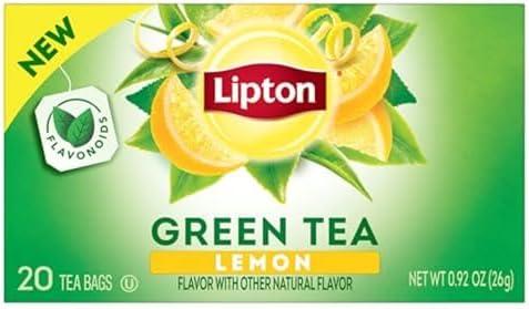 Lipton Lemon Green Tea Bags, Flavored, Unsweetened Teabags for Hot Tea or Iced Tea with Caffeine and Flavonoids, 20 Total Tea Bags, Set of 6, BBD: SEP 10, 2025 Lipton Lemon Green Tea Bags, Flavored, Unsweetened Teabags for Hot Tea or Iced Tea with Caffeine and Flavonoids, 20 Total Tea Bags, Set of 6, BBD: SEP 10, 2025
