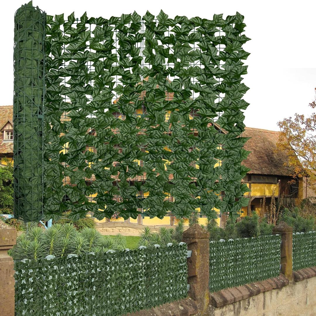 Artificial Ivy Privacy Fence Screen: 140"x 40"(39.2 SQFT) UV-Anti Faux Hedge Fence and Fake Ivy Vine Leaf Wall Panels for Indoor&Outdoor Green Backdrop, Garden Greenery Decor