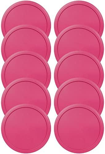 Replacement Lids fits Pyrex 2-Cup Glass Food Storage Container Bowls, 5-Inch Plastic Round Lids Covers for Pyrex 7200-PC, Airtight & Leakproof (10-Pack, Fuchsia)
