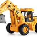 11" Excavator Toy, 1: 18 Scale, Rolling Wheels Inertia-Powered, HeavyDuty Plastic, with Lights & Rumbling Action, Working Boom & Bucket, Indoor/Outdoor Sandbox Vehicle for Ages3+ - Easter Gifts