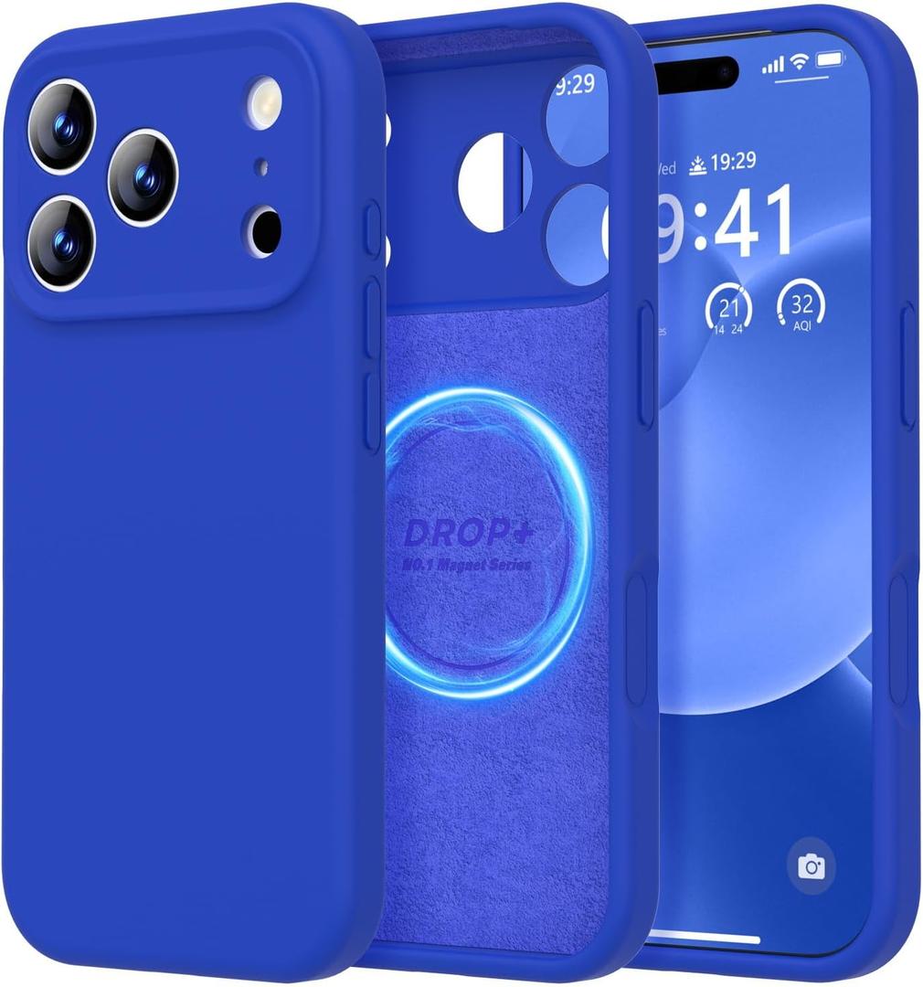 LOVE 3000 Designed for iPhone 17 Pro Max Case, Premium Silicone [Compatible with Magsafe][Soft Anti-Scratch Microfiber Lining] Shockproof Protective Phone Case for Men Women 6.9", Klein Blue