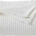 100% Cotton Waffle Weave Bed Blanket | Soft, Breathable, and Lightweight Blanket for All-Season | Perfect for Layering | Brielle Collection (Full/Queen, White)