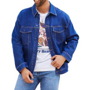 Bindefon Denim Jackets for Men Trucker Jean Jacket Unlined Coats Spring Fall Outfits (X-Small, Colored Blue)