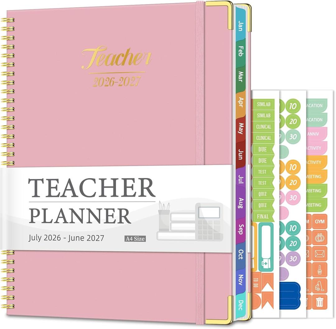 2026-2027 Teacher Planner, 14 Checklists 8.5"x11" Lesson Plan Book