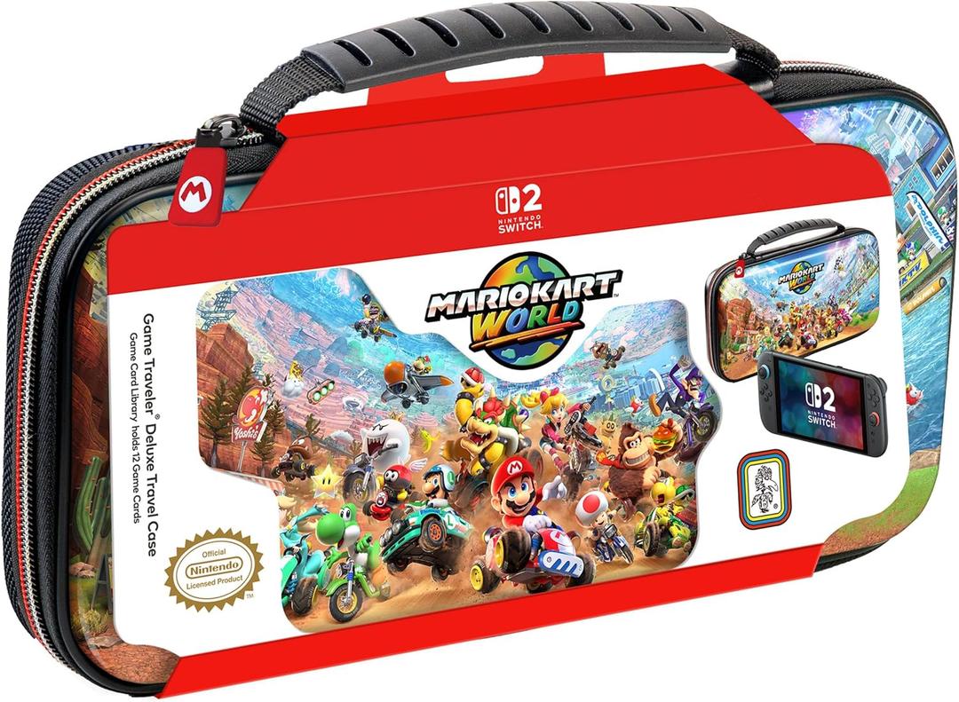 R.D.S. INDUSTRIES, INC.  Game Traveler Deluxe Licensed Travel Case Designed for Nintendo Switch, 2, OLED, Mario Kart World (NS212MKW)