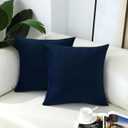 mixeoo Comfy Dark Blue Throw Pillow Covers Decorative Square Velvet Super Soft Navy Cushion Couch Cases Decor, Set of 2, 16 x 16 Inch