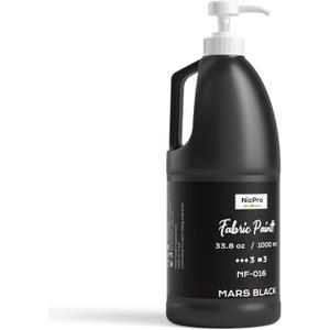 Nicpro Black Fabric Paint for Furniture with Pump, 33.8 fl oz Fabric Paint for Clothes Permanent, Soft Rich Pigment Non-Toxic Textile Paint for Fabric DIY Crafts T-shirt Shoes Jeans for Kid Adult