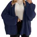 Saodimallsu Womens Oversized Cardigan Sweaters Open Front Chunky Knit Casual Long Lantern Sleeve Fall Sweater Coats Navy, S