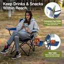 XGEAR Camping Chairs 350LBS Capacity, Heavy Duty Folding Chair with Side Table, Portable Outdoor Chair with Cup Holder for Adults, Collapsible for Tailgating, Beach, Fishing, Backyard - Blue