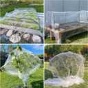 GonLei 10x25FT Garden Mesh Netting Kit Raised Beds (6 Pcs Garden Hoops & 18 Clips) Garden Hoops Plant Row Covers Netting Protection Berry Bush Trees Grass Seed Barrier Net