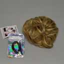 FESHFEN Messy Bun Hair Pieces - Large Wavy Curly Elastic Hair Bun Scrunchies Ponytail Extensions Synthetic Chignon Hairpieces for Women, Lightest Ash Brown & Bleach Blonde 1.94oz