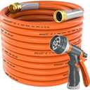 SPECILITE Garden Hose 50 ft x 5/8 in Heavy Duty, Flexible and Lightweight Water Hose, Burst 600 psi, Kink-less Hybrid Rubber Hose for Backyard, 3/4'' Brass Fittings