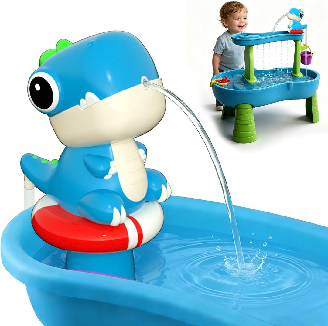 Dinosaur Water Table Pump Continuous Flow – Battery Powered Rechargeable Water Pump - Water Table Accessories (Blue)