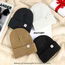 2 x Satin Lined Beanie Hat, Winter Hats for Women & Men, Soft Silk Lining Cuffed Knit Beanie Unisex Skull Cap (Black)