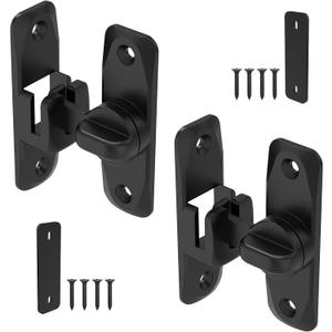 90/180 Degree Barn Door Locks and Latches, Safety Aluminum Hardware Sliding Door Latch, Small Flip Locks for Barn, Bathroom, Cabinet, Garden, Window (Black-2PCS)