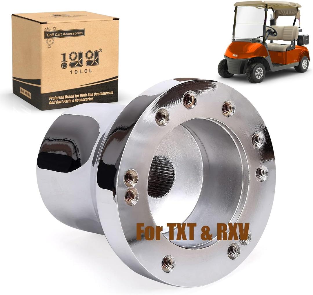 10L0L Golf Cart Steering Wheel Adapter Fits Golf cart EZGO TXT&RXV 5-6 Holes Golf Cart Steering Wheel -Silver