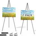 Easel Stand for Sign, Aredy 63" Portable Painting Easel, Lightweight Metal Easels for Painting Canvas, Wedding Sign (2 Pack)