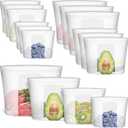 Reusable Storage Bag, 12 Pack 100% Silicone Food Storage Bags Stand Up Zip Lock Bags for Food, Freezer Microwave Oven Dishwasher Safe, 3 Extra Large(0.8 Gallon) 3 Medium 3 Small 3 X-Small, Translucent