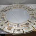 Chende Gold Mirrors for Decor, 32'' Round Wall Mirror with Beveled Glass Frame, Modern Decorative Mirror with Wood Frame for Living Room, Entryway, Dining Room, Bathroom