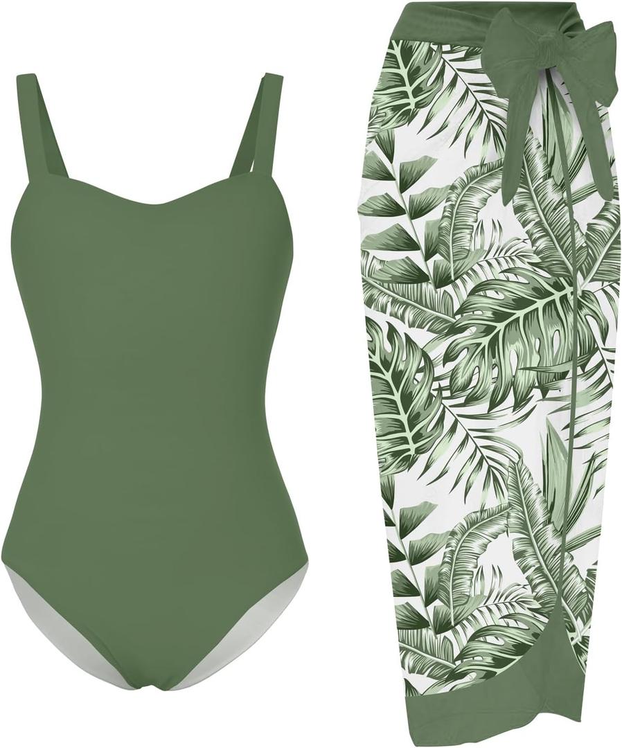 UNIFACO Teen Girls Swimsuit Size 12-14 One Piece Bathing Suit with Mesh Cover Up Adjustable Straps Swimwear