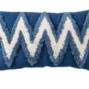 vctops Geometric Embroidery Tufted Lumbar Throw Pillow Covers 12x20 Inch Farmhouse Cotton Canvas Woven Tufted Tassel Cushion Covers Home Decor (Blue,12"x20")