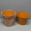 OBTANIM 7 Pack Orange Metal Buckets with Handle Galvanized Ice Pails for Plants, Succulents, Party Favors Organizing, Rustic Home Decor or Classrooms Pencil Storage (9.1 x 6.7 inch)