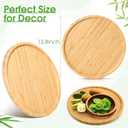 Meanplan 3 Pcs Charcuterie Board Bulk Round Wood Trays Bamboo Serving Platter with Rim Polished Wooden Vegetable Platter for Holding Fruit Bread Pizza Party Decor (13.8 Inch)