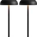 Cordless LED 12" Small Table Lamps Set of 2, Modern Portable Desk Lamp, 3 Color Dimming Rechargeable Battery Lights for Bedroom, Outdoor, Restaurant, Bedside, Baby Night Light, Gifts (Black)