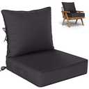 Kimunuk Outdoor Seat Cushion Set 24 L × 24 W × 5 H Inch Waterproof & Fade Resistant Patio Furniture Cushions with Removable Cover with Handle and Straps for Sofa Chairs, Chairs, Grey