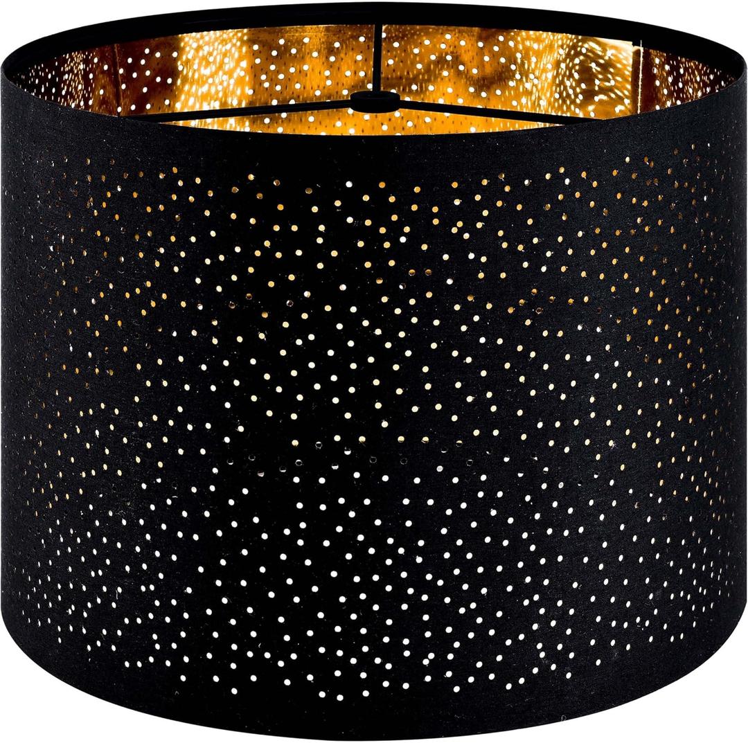 GO&SO Black Lamp Shades For Table Lamps, 13" Top x 13" Bottom x 10" High(Spider), Medium Drum Lampshade Industrial Laser Round Point Design, Replacement Living Room Desk Lamp Shade, Assembly Required