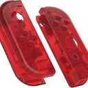 eXtremeRate DIY Replacement Shell Buttons for Nintendo Switch & Switch OLED, Transparent Clear Red Custom Housing Case with Full Set Button for Joycon Handheld Controller - Console Shell NOT Included