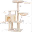 Heybly Cat Tree with Toy, Cat Tower Condo for Indoor Cats, Cat House with Padded Plush Perch, Cozy Hammock and Sisal Scratching Posts, Beige HCT004M