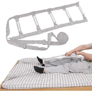 Bed Ladder Assist 160 Inch, Grey Pull Up& Sit Up Assist Device, Assistive Bedside Straps w/ 5 Handle, Portable Rope Beds Ladder Helper for Elderly Senior Injury Handicap Patient Pregnant