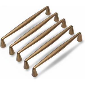 5PCS Solid Antique Brass Cabinet Pulls, Zinc Alloy Vintage Drawer Pulls for Kitchen, Dresser Handles for Bedroom, Easy to Install, 108mm/4.25inch