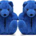 Fuzzy Women's Teddy Bear Slippers,Cozy Women Indoor House Shoes,Cute Bedroom Slippers for Women Men Birthday Christmas Valentine's Gift Ideas (Blue)