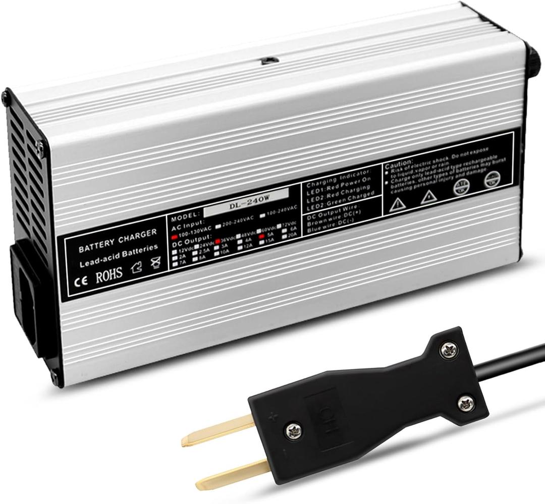 36V 5A Golf Cart Charger with Crowfoot Connector Plug Compatible with TXT DS Golf Cart