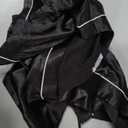 Silk Pajamas for Women Short Sleeve Satin 2 Piece Pj Set Soft V Neck Sleepwear Loungewear, S-XXL (Large, Black)