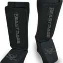 BEAST RAGE Shin Guards for Muay Thai, Kickboxing, MMA Leg Guards Martial Arts Taekwondo, Boxing, Elasticated Sock Padded Leg Instep Pads, Shin Pads,Sparring Training, Karate BJJ (Small, BLACK)