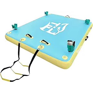TGERXBANG Inflatable Floating Dock with Cup Holder Swim Air Platform Multi-People Floating Island for Lake Pond Pool Beach Ocean, 6ft/8ft