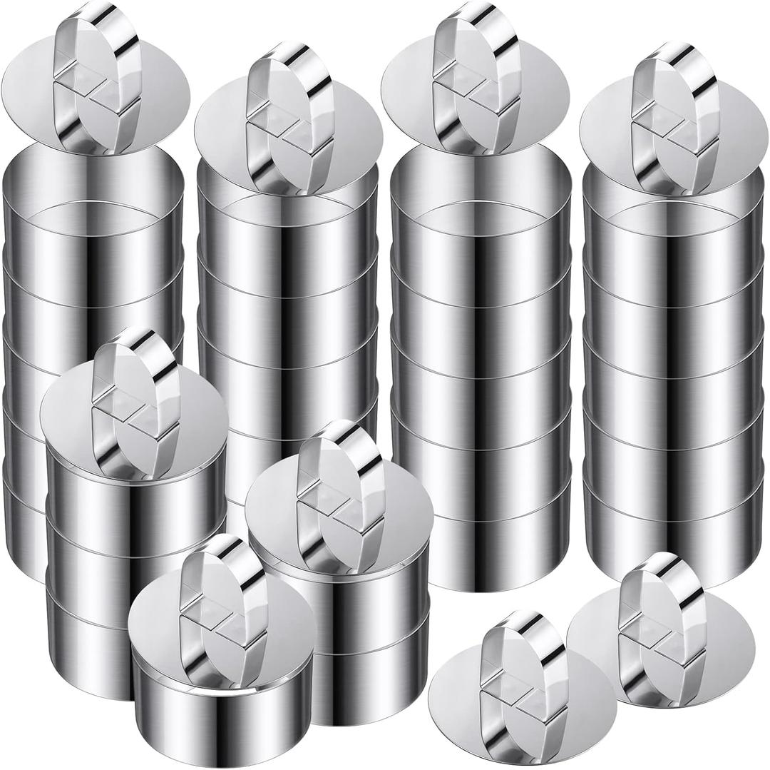 Patelai 36 Pieces Round Cake Mold Ring Stainless Steel Cake Mousse Mold Including Pushers 3.15 Inches Diameter Patelai 36 Pieces Round Cake Mold Ring Stainless Steel Cake Mousse Mold Including Pushers 3.15 Inches Diameter