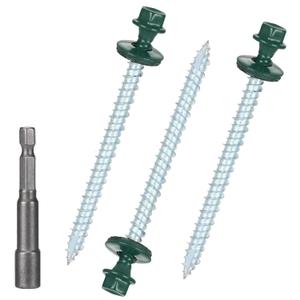 Metal Roofing Screws 10 x 2-1/2 inch, Green Hex Head Sheet Metal Roof Screw with EPDM Washer for Corrugated Roofing (250Pcs)