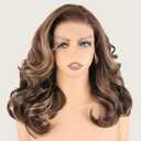 SOKU 13x6 Glueless Lace Front Wigs - Highlight Blonde Body Wave 18 Inch Short Synthetic Hair Wig, Pre Plucked Pre Layered Honey Blonde Wavy Wig for Women, Beginner-Friendly with Tiny Knots,#HT4/27(Highlight Blonde)