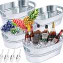 4Pcs 4 Gallon Galvanized Ice Bucket Large Galvanized Tub with Scoops Ice Bucket for Parties Mimosa Bar Supplies with Carry Handles Metal Beverage Tub for Champagne Cocktails Beer Drink Wine