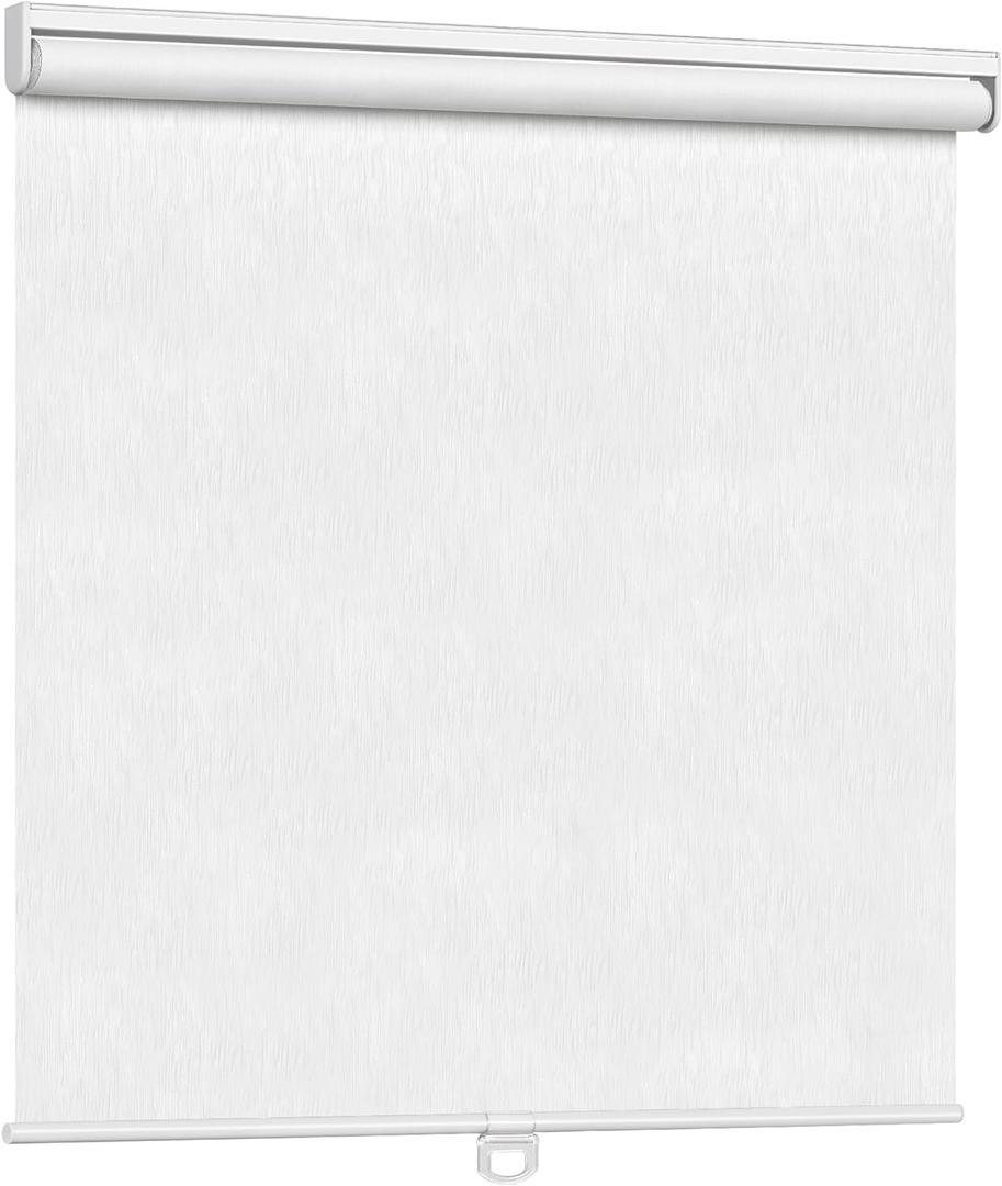 LazBlinds Custom Cordless Roller Window Shades, Free-Stop Blackout Blinds for Windows, Thermal Insulated UV Protection Waterproof, Roll Up Blinds and Shades for Home and Office, Jacquard White