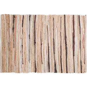 Ramanta Home Hand Woven 100% Cotton Chindi Rag Rug 2'x3' - Linen, Recycled Reversible Rug, Boho Rustic Farmhouse Rugs for Living Room, Kitchen, Entryway, Bedroom Floor Mats - 24"x36" (Beige)