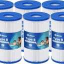 6 Pack Type B Pool Filter Replacement for Intex 2500 GPH, 29005E Filter Pump, Type B Pool Filter Cartridge for Easy Set Above Ground Pools