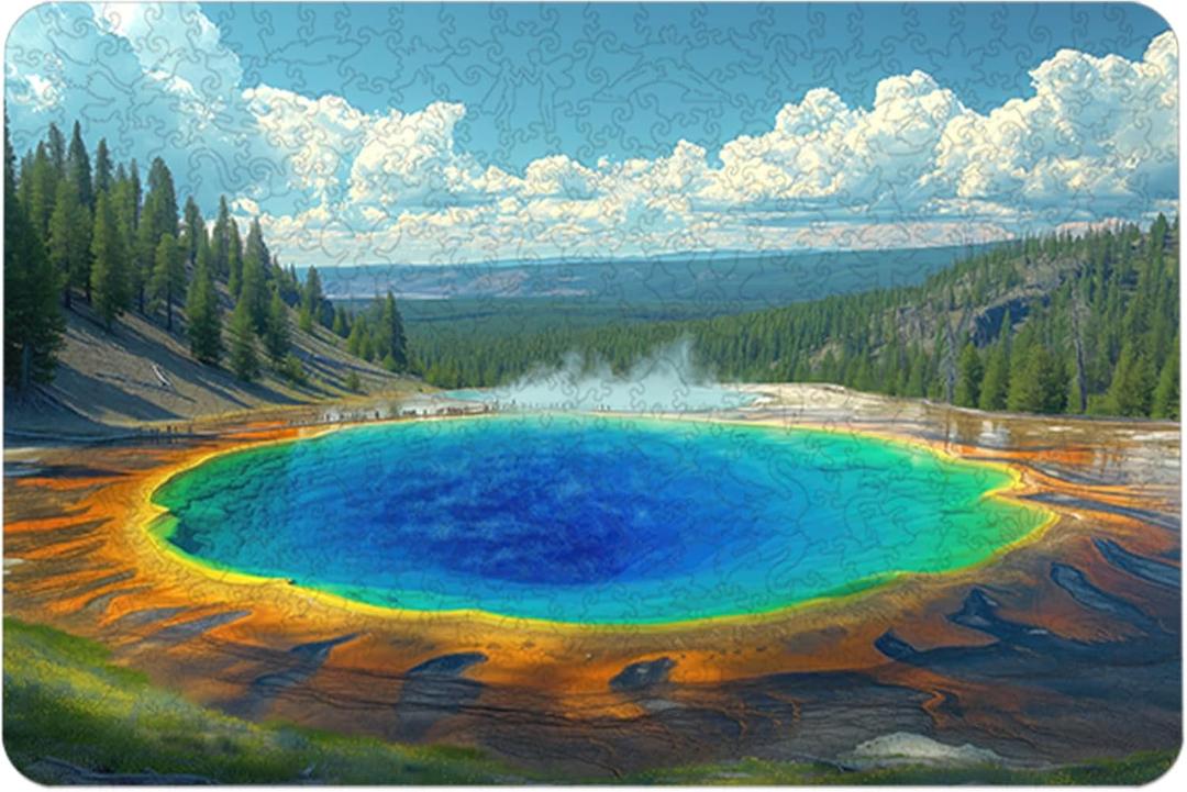 Reouinty Yellowstone Parks Wooden Puzzles for Adults 300 Pieces, Landscape Jigsaw Puzzle, Unique Puzzle, Spring Puzzle, Wooden Puzzle Gifts for Teens (15.9 x 11.2 in)
