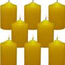 2 Inch Yellow Outdoor Citronella Pillar Candles, 24 Hour 2x3 Inch Dripless Scented Tapered Column Candles for Patio Home Party, Set of 8