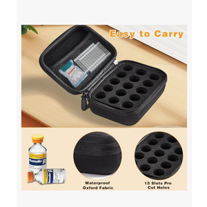 15-Slot Insulin Vials Fridge Holder, Insulin Bottle Storage Case with Mesh Bag to Organize 10ml Injection Vials and Diabetic Accessories, Great for Travel Protector